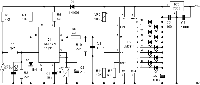 LM2917N, LM3914, Tachometer, PCB